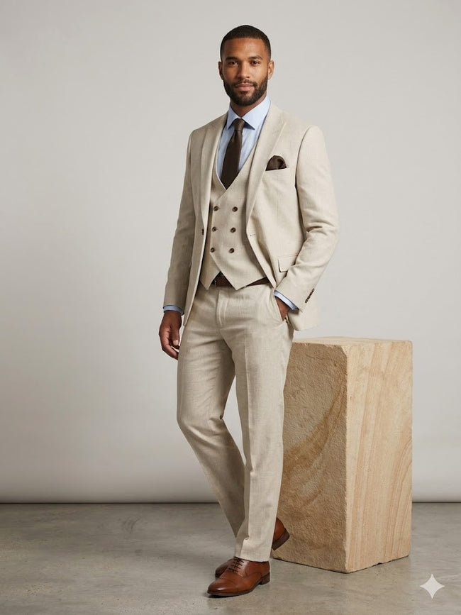 ADİMO Erkek Slim Fit Yelekli Damatlık Takım Elbise 718K190
