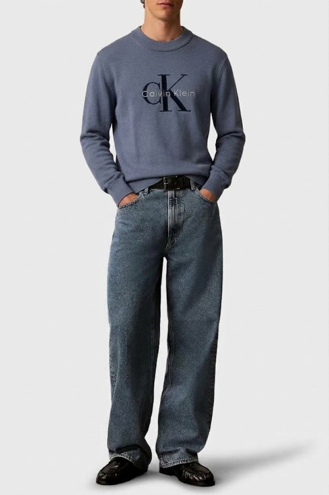 CALVİN KLEİN %100 Pamuk Relaxed Fit Bisiklet Yaka Erkek Kazak LV04RH320GFCG