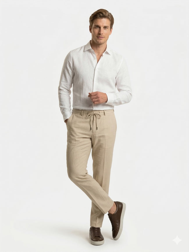 CASABA Beli Lastikli Bağcıklı Erkek Pantolon 9362