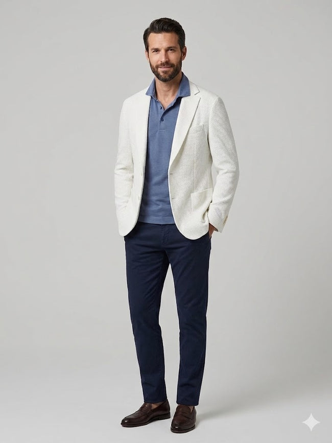 DİOR Erkek Beyaz Dokulu Slim Fit Blazer Ceket 2514003