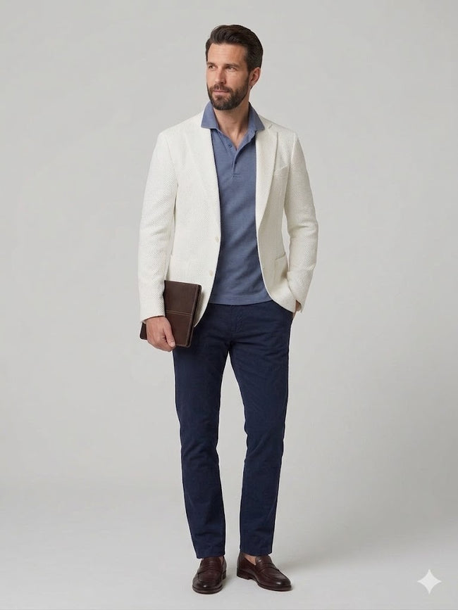 DİOR Erkek Beyaz Dokulu Slim Fit Blazer Ceket 2514003
