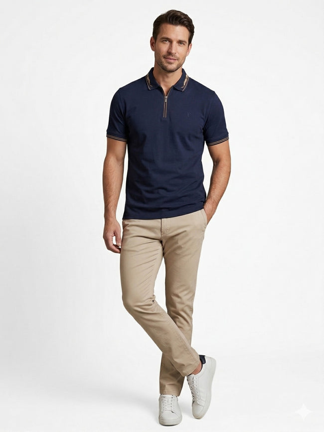 CENTİLMEN Fit Polo Yaka Detaylı Merserize Tişört 1624