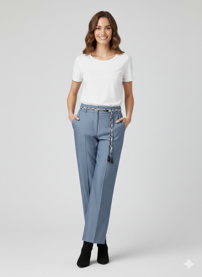 ON TRİKO Beli Kuşaklı Geniş Paça Pantolon 74119