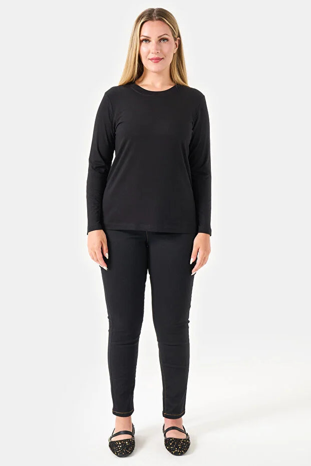 Bisiklet Yaka Basic Örme Bluz 11010