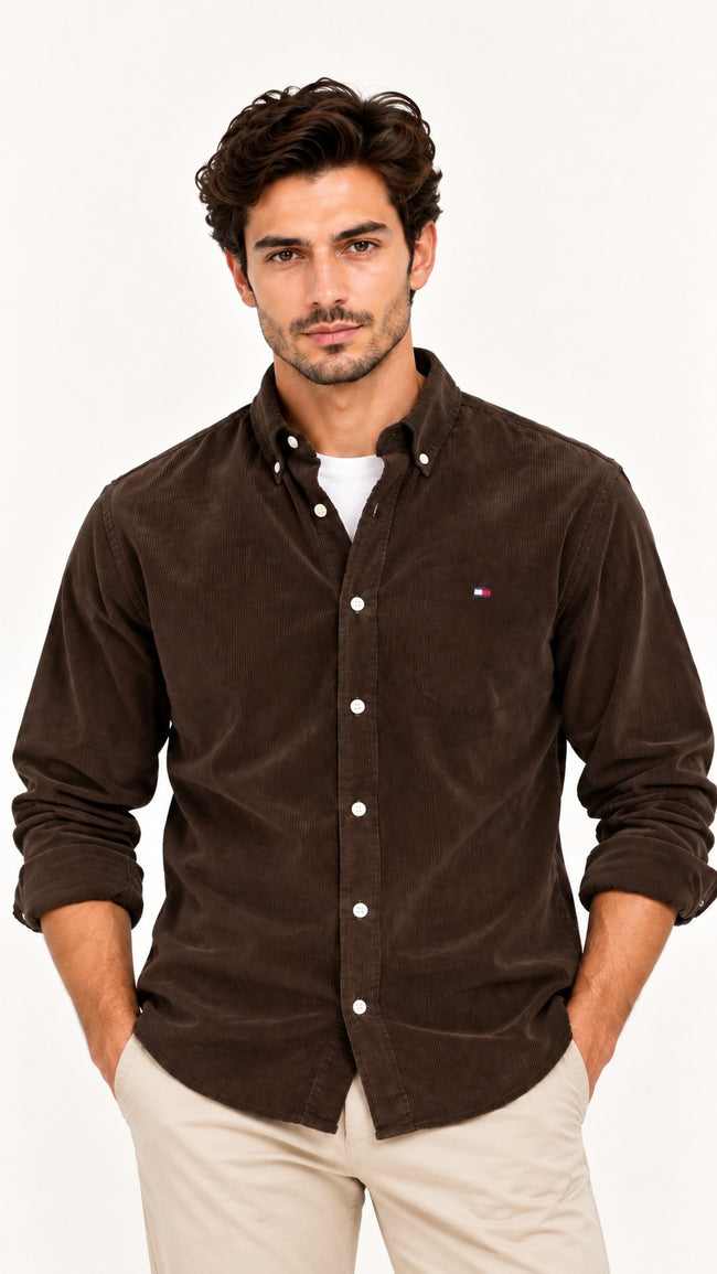 TOMMY HILFIGER Normal Kesim İnce Kadife Gömlek MW0MW40486HJT