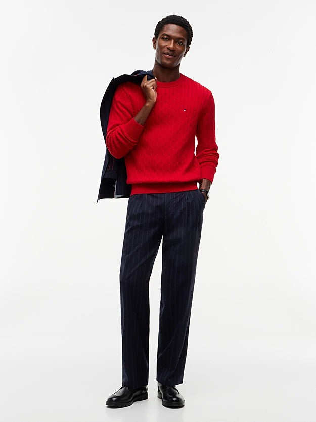 TOMMY HILFIGER Örgü Desenli Yuvarlak Yaka Kazak MW0MW33132XLD