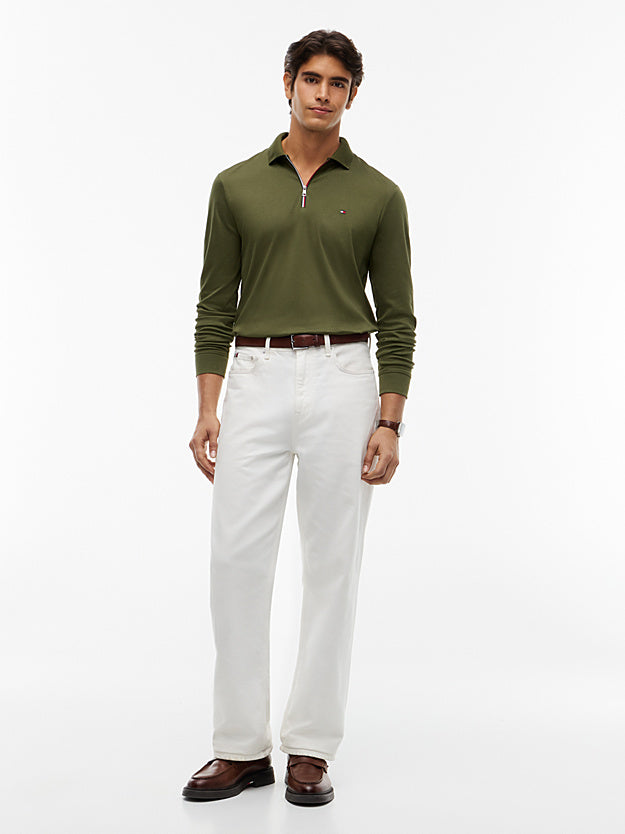TOMMY HILFIGER Akıcı Pamuklu Uzun Kollu Polo Tişört MW0MW44820MT1
