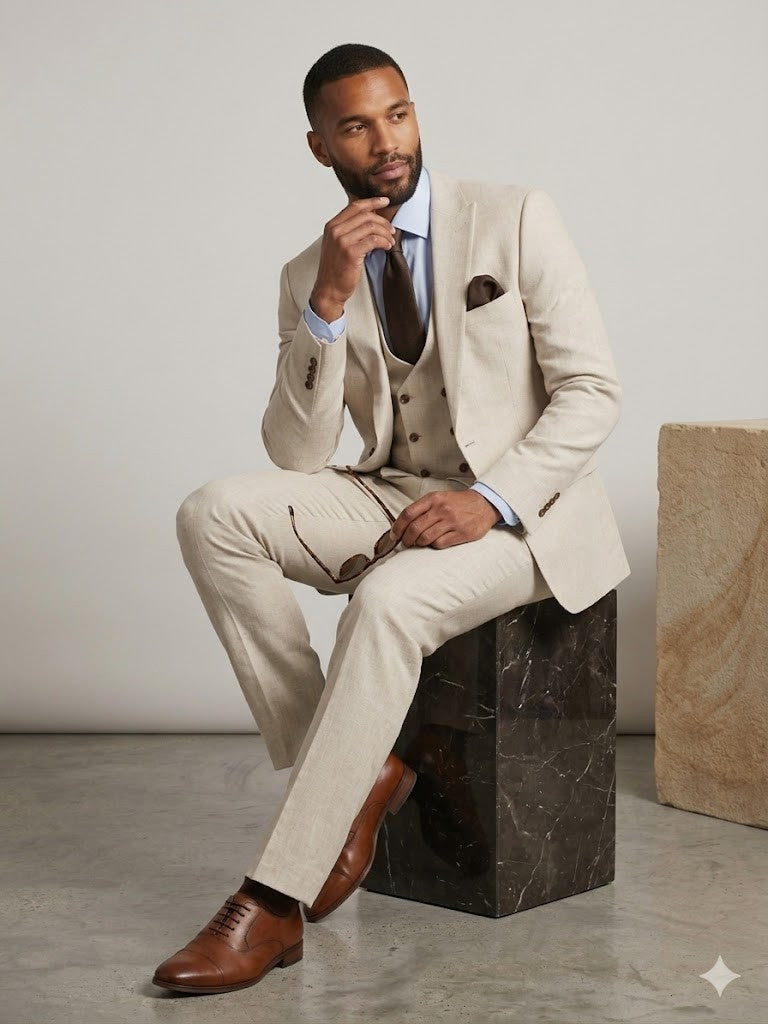 ADİMO Erkek Slim Fit Yelekli Damatlık Takım Elbise 718K190