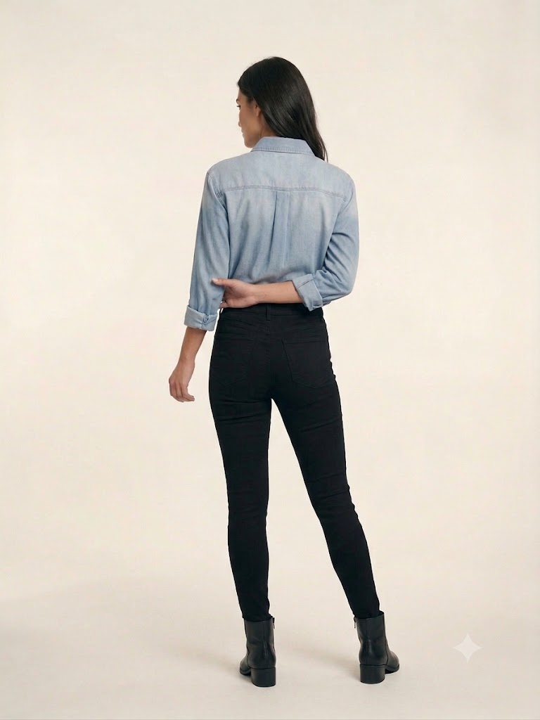 CENTİLMEN Taş İşlemeli Mavi Denim Gömlek 2582