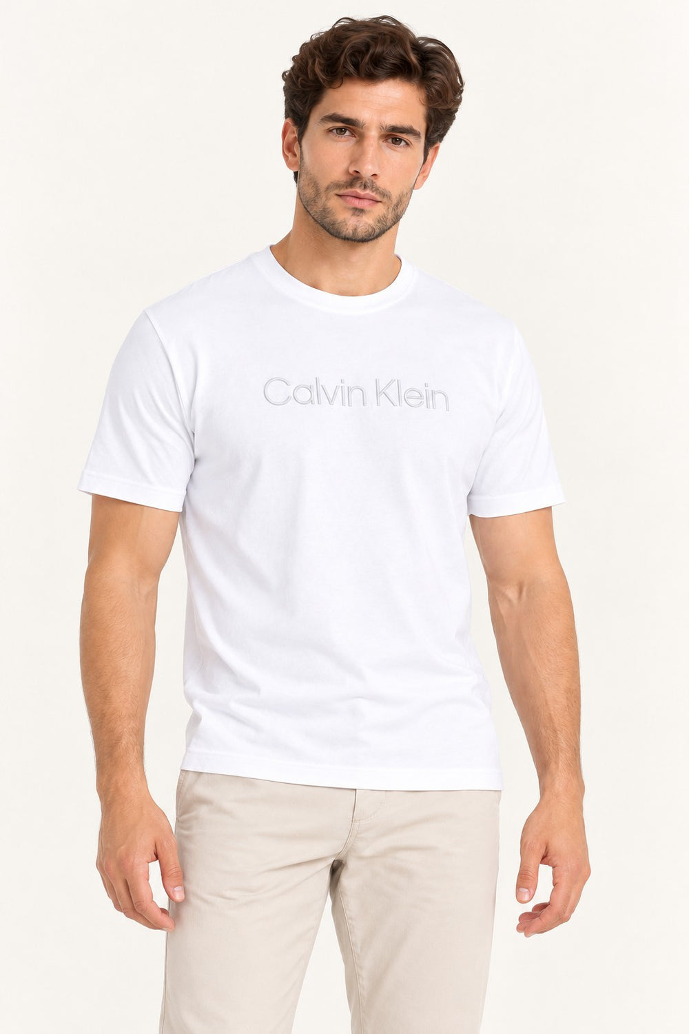 CALVİN KLEİN Sıfır Yaka Baskılı T-shırt LV04LH804GYAF