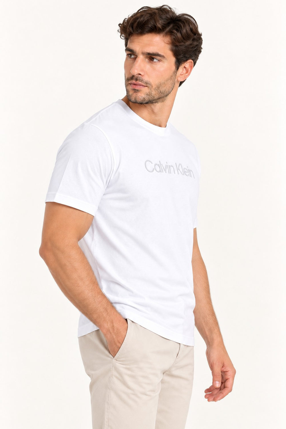 CALVİN KLEİN Sıfır Yaka Baskılı T-shırt LV04LH804GYAF
