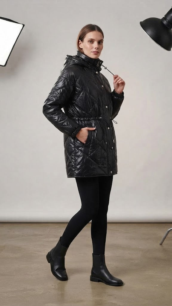 Centilmen Parlak Kapitone Dolgulu Kışlık Mont 7112