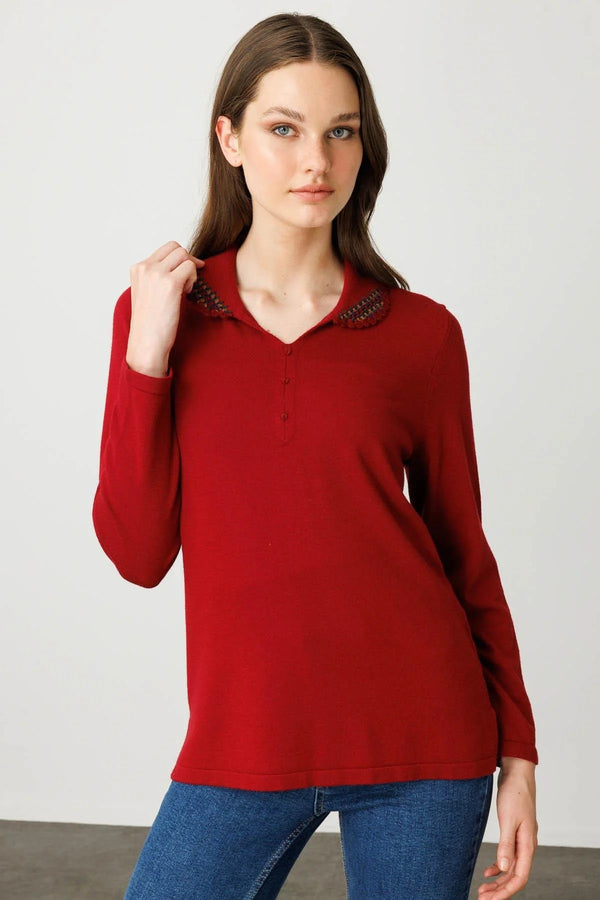 CENTİLMEN Polo Yaka Likralı Bluz  25091