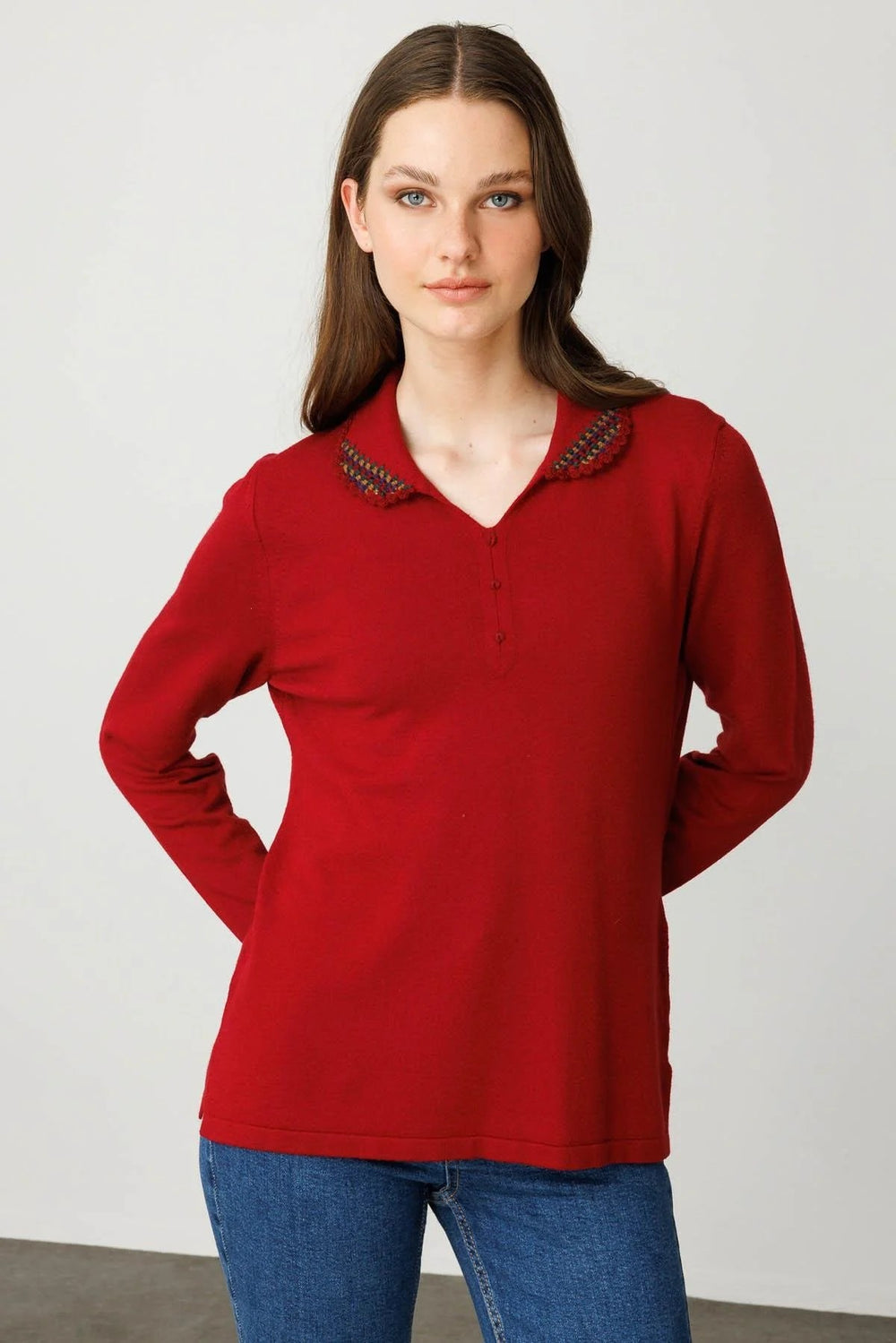 DESEN Polo Yaka Likralı Bluz  25091