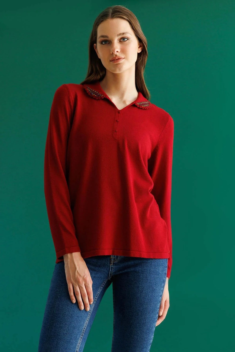 DESEN Polo Yaka Likralı Bluz  25091