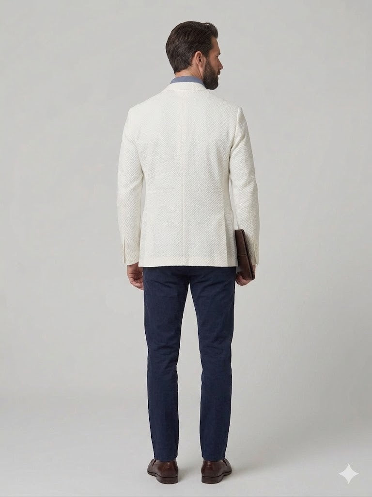 DİOR Erkek Beyaz Dokulu Slim Fit Blazer Ceket 2514003