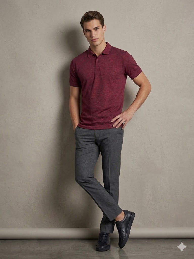 Centilmen Erkek Kendinden Desenli Polo Yaka Kısa Kollu T-Shirt 2417502