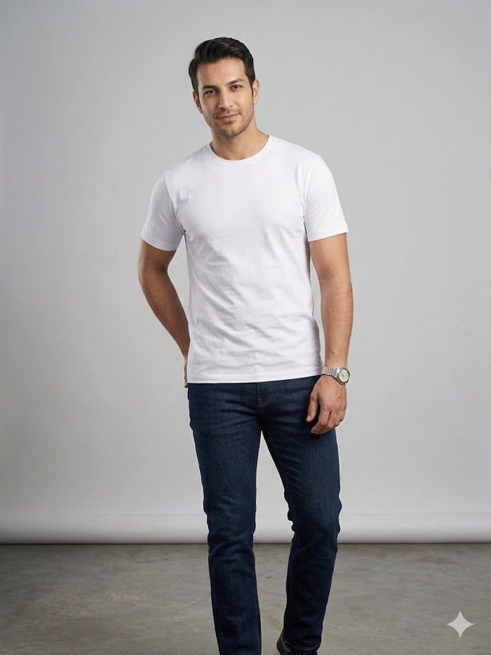 Centilmen Erkek Bisiklet Yaka Düz Sade Klasik T-Shirt 2517044