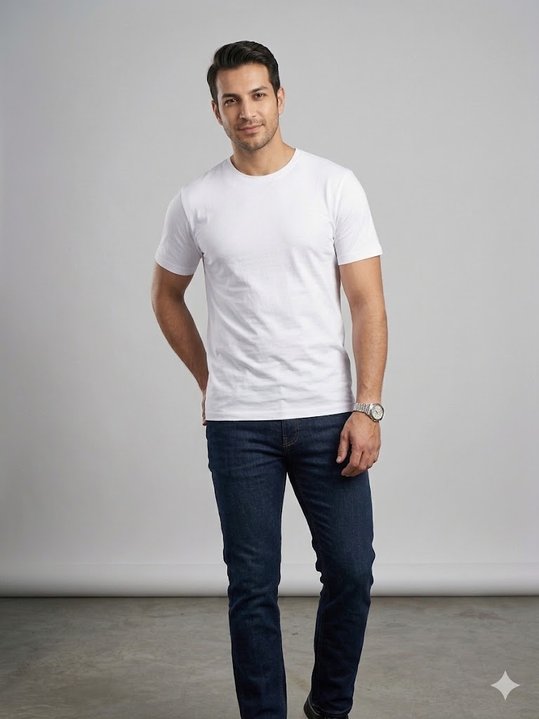 Centilmen Erkek Bisiklet Yaka Düz Sade Klasik T-Shirt 2517044