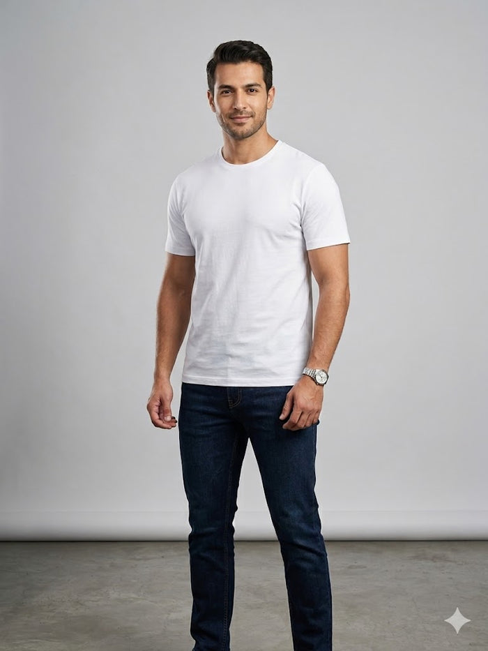 Centilmen Erkek Bisiklet Yaka Düz Sade Klasik T-Shirt 2517044