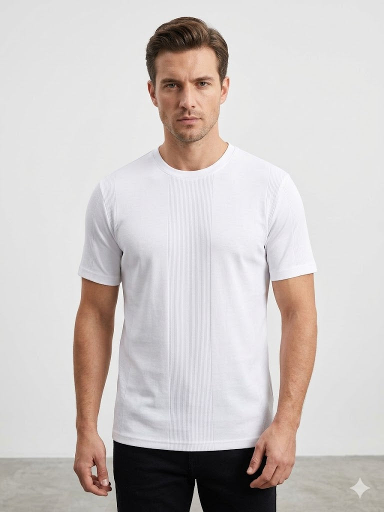 DİOR Bisiklet Yaka Kısa Kollu Dokulu Basic Triko T-Shirt 2517202