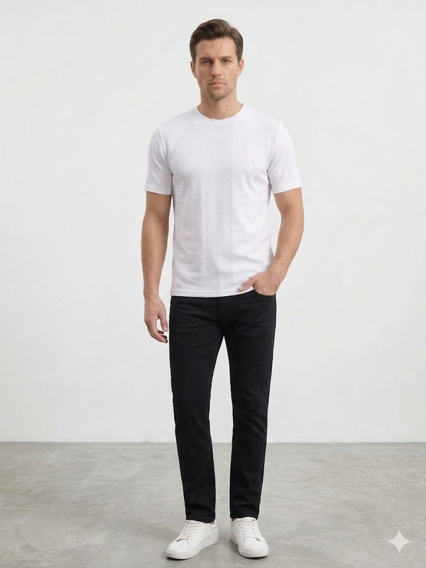 CENTİLMEN Bisiklet Yaka Kısa Kollu Dokulu Basic Triko T-Shirt 2517202