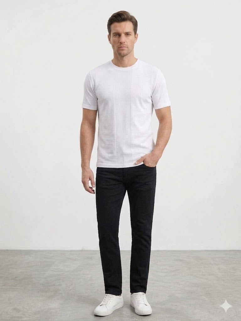 DİOR Bisiklet Yaka Kısa Kollu Dokulu Basic Triko T-Shirt 2517202