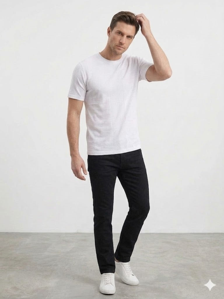 DİOR Bisiklet Yaka Kısa Kollu Dokulu Basic Triko T-Shirt 2517202