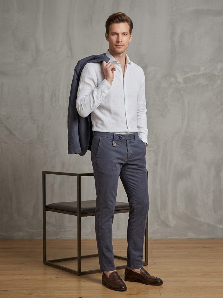 ECER Keten Karışımlı Slim Fit Chino Pantolon 22236610