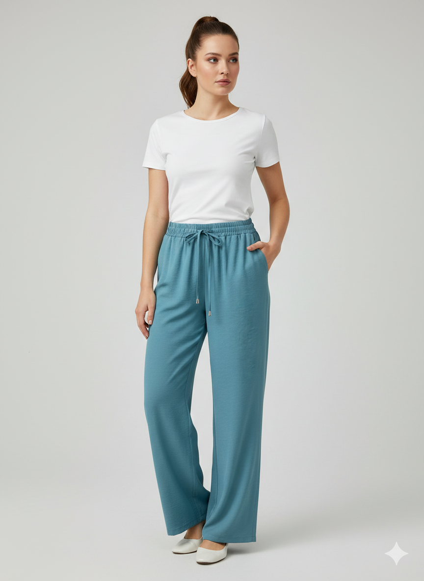 EKOL Beli Lastikli Bol Paça Pantolon 1204