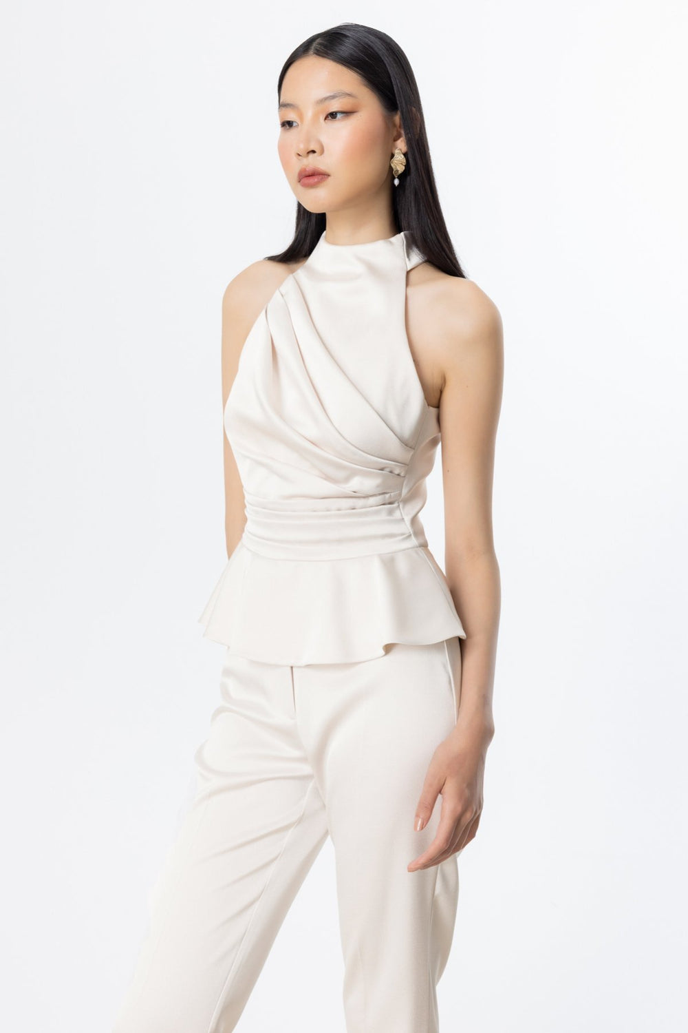 EKOL Halter Yaka Saten Bluz 3334