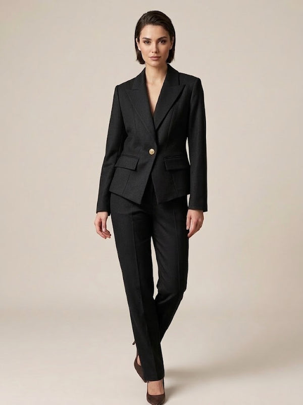 EKOL Gold Düğmeli Kruvaze Yaka Blazer Ceket 4141