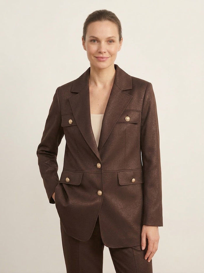 EKOL Gold Düğme Detaylı Cepli Blazer Ceket 4149