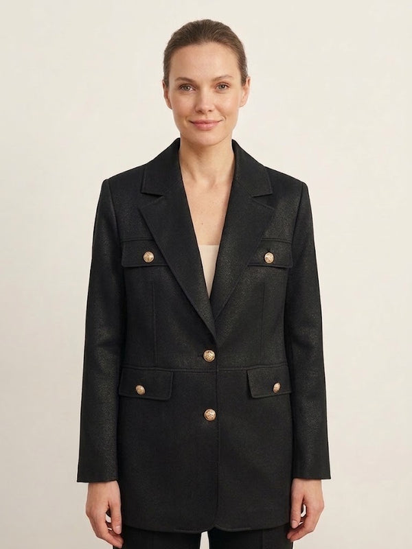 EKOL Gold Düğme Detaylı Cepli Blazer Ceket 4149