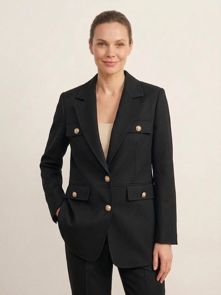 EKOL Gold Düğme Detaylı Cepli Blazer Ceket 4149