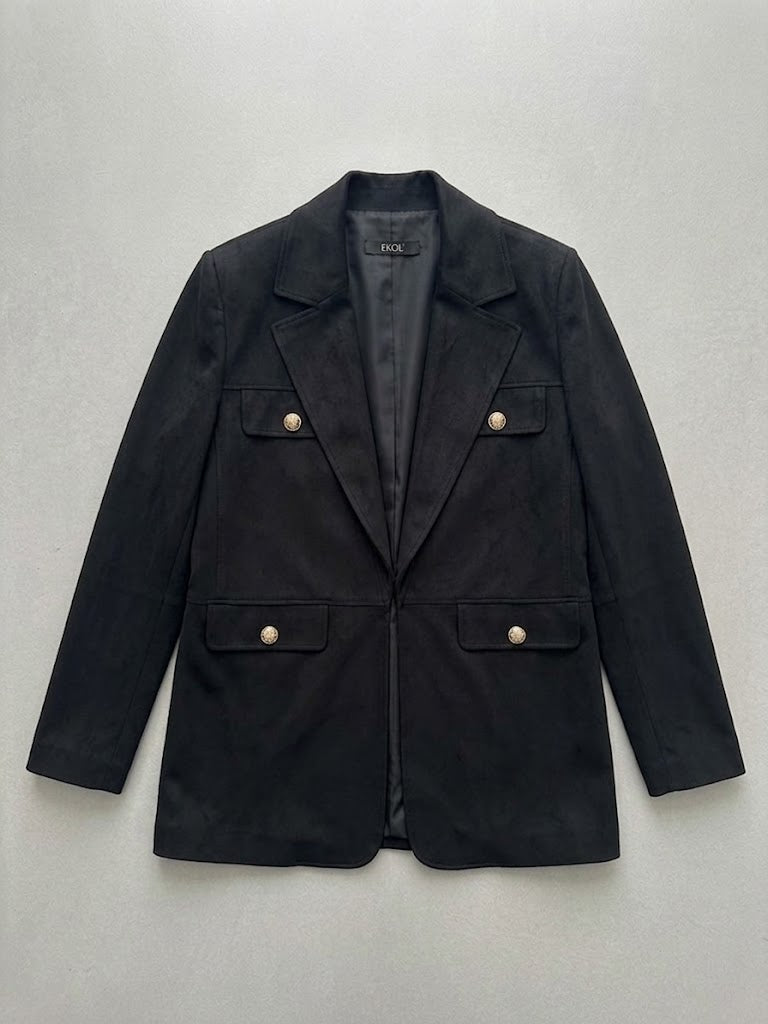 EKOL Gold Düğme Detaylı Cepli Blazer Ceket 4149