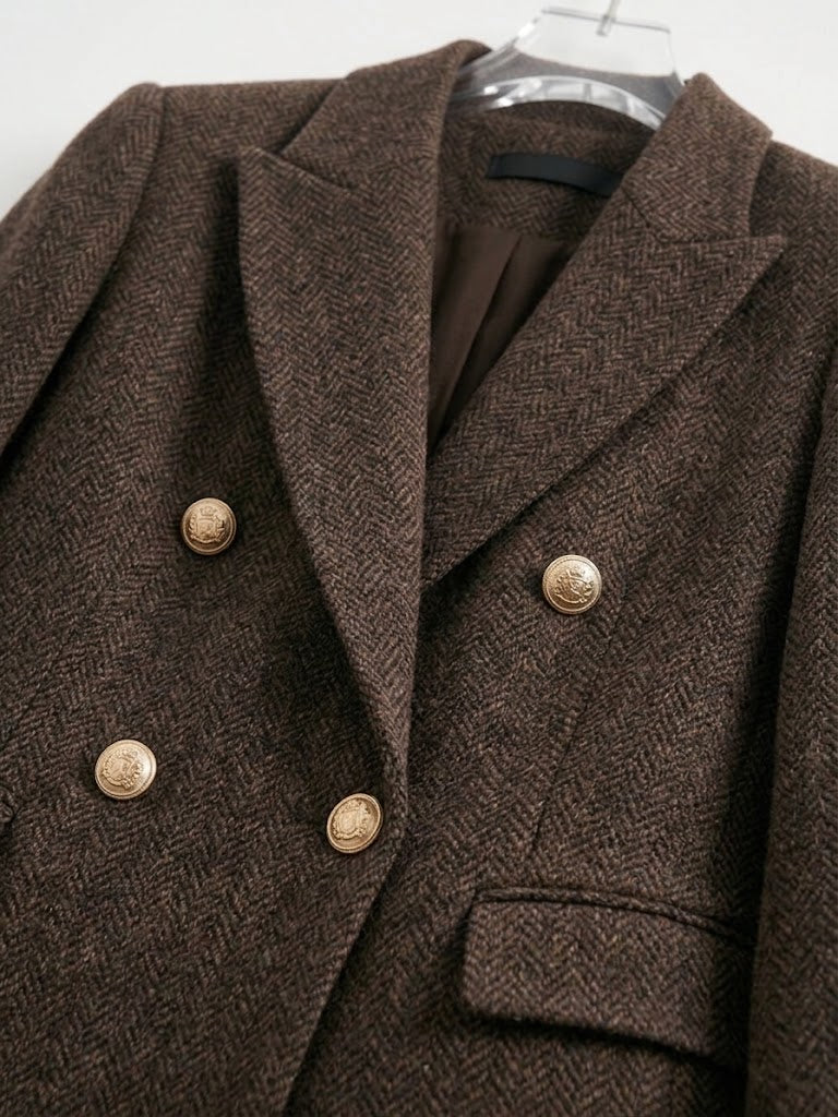 EKOL Kadın Balıksırtı Kruvaze Blazer Ceket 4221
