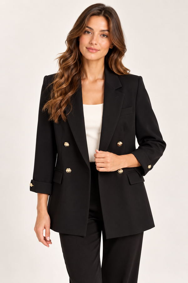 EKOL Kadın Gold Düğme Detaylı Blazer Ceket 4535