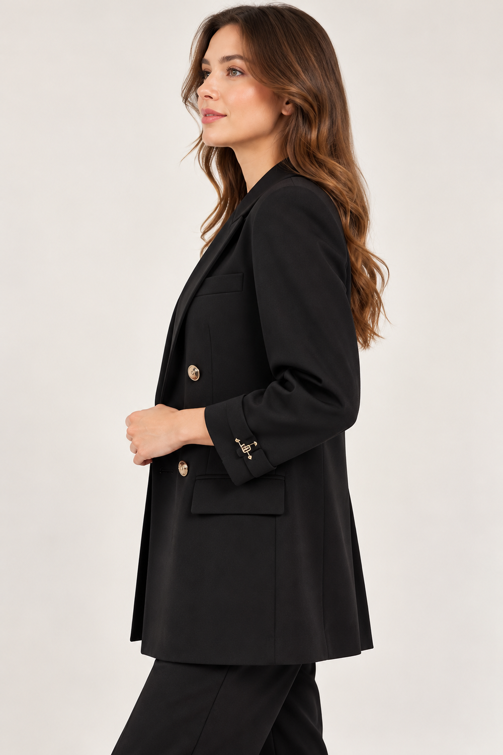 EKOL Kadın Gold Düğme Detaylı Blazer Ceket 4535