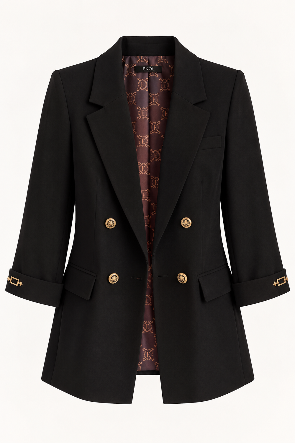 EKOL Kadın Gold Düğme Detaylı Blazer Ceket 4535