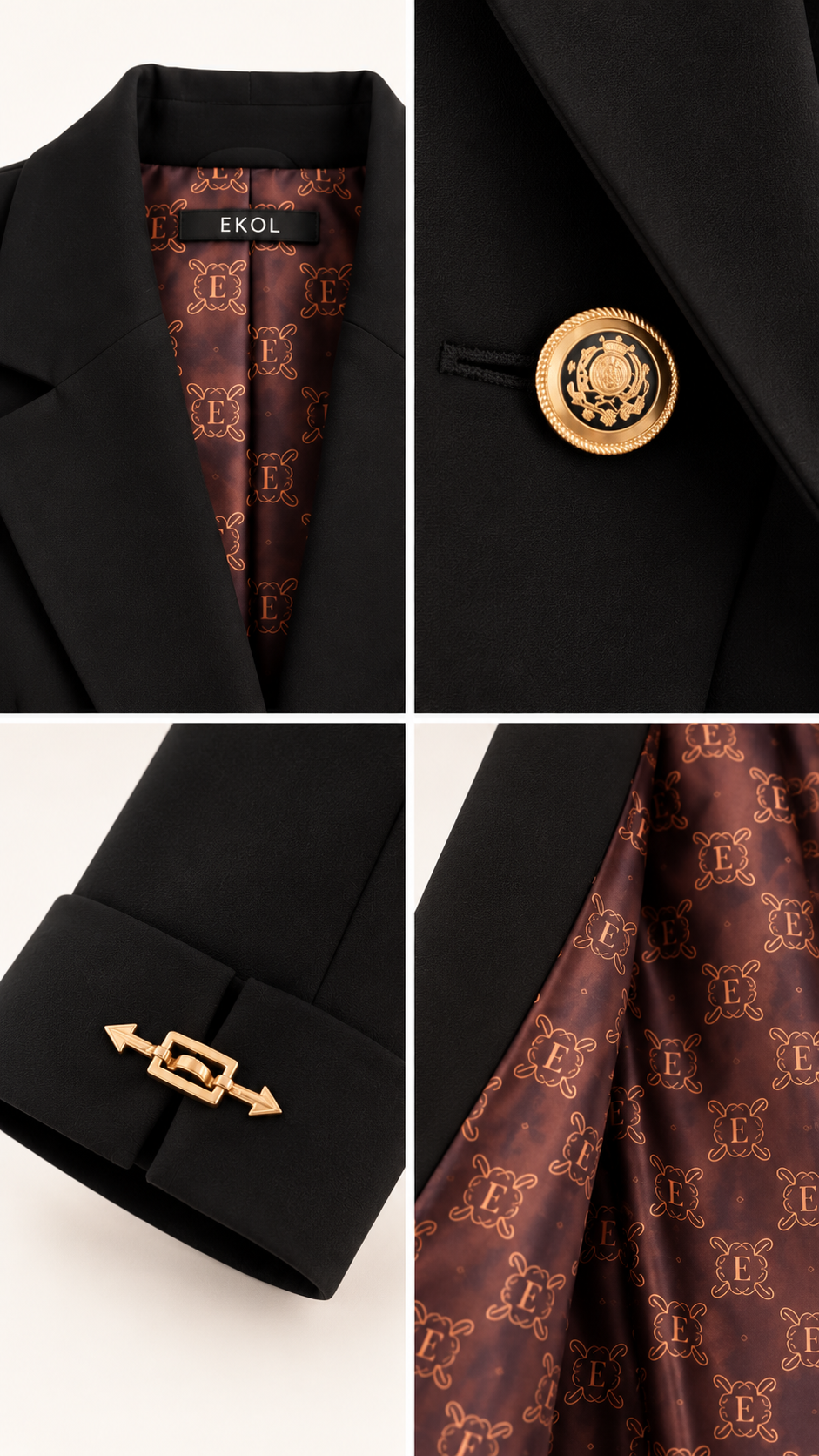 EKOL Kadın Gold Düğme Detaylı Blazer Ceket 4535