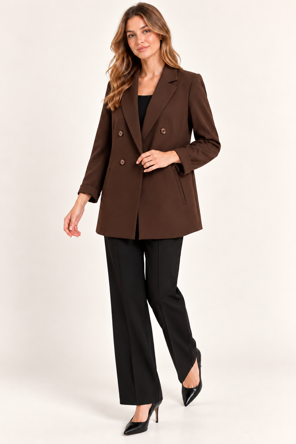 EKOL Kadın Kruvaze Blazer Ceket 4585