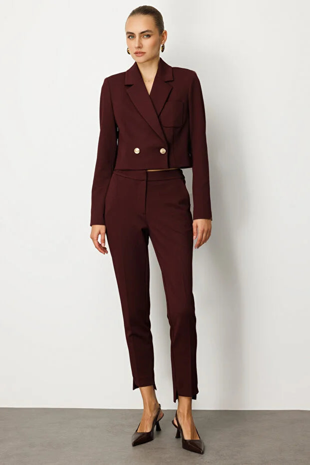 EKOL Kruvaze Yaka Crop Ceket 5029