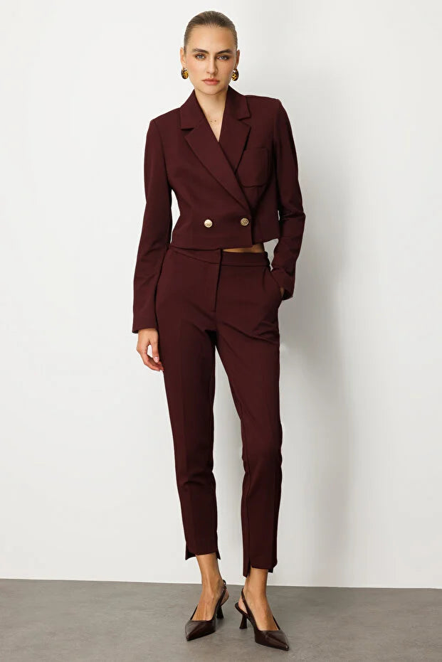 EKOL Kruvaze Yaka Crop Ceket 5029