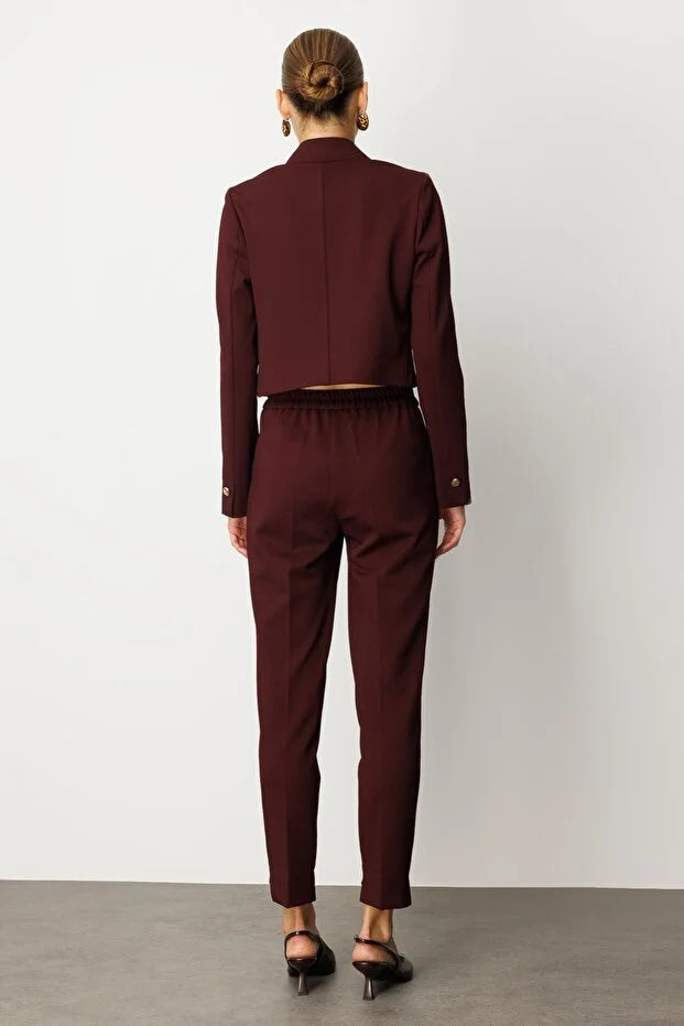 EKOL Kruvaze Yaka Crop Ceket 5029