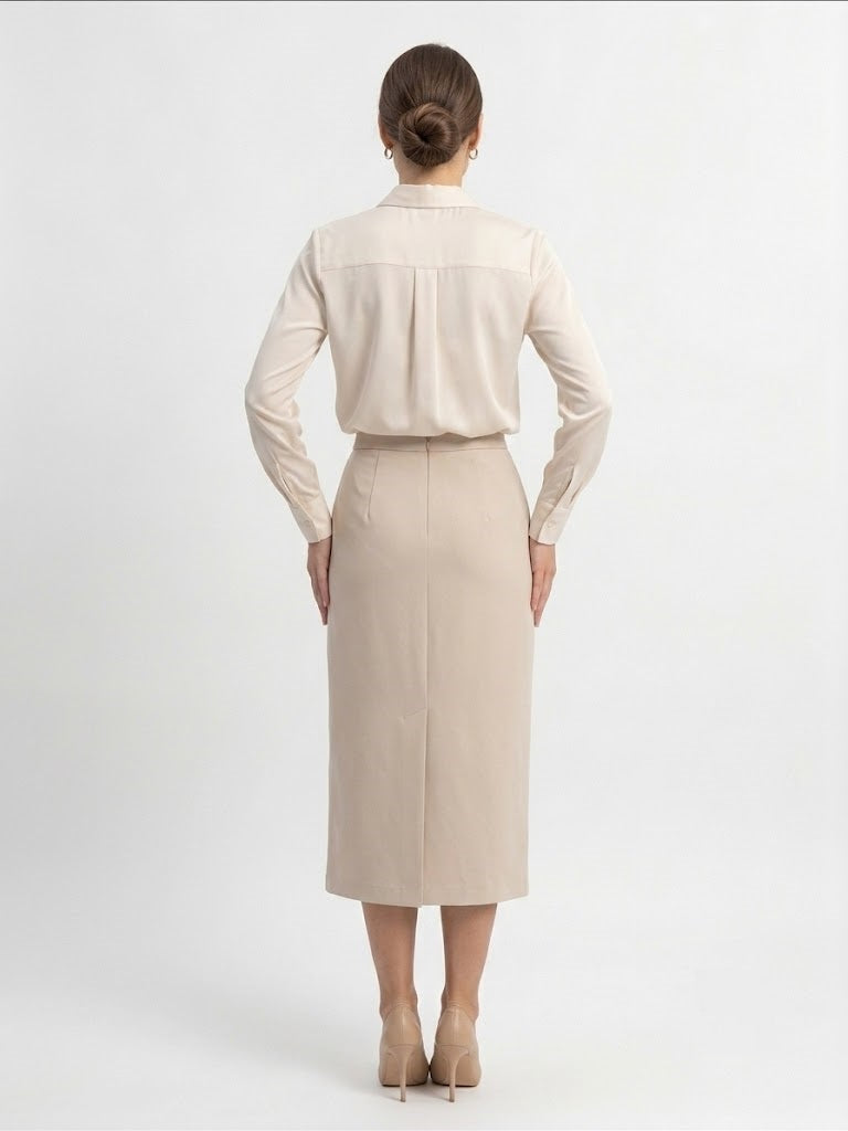 EKOL Yırtmaç Detaylı Midi Boy Etek 2012