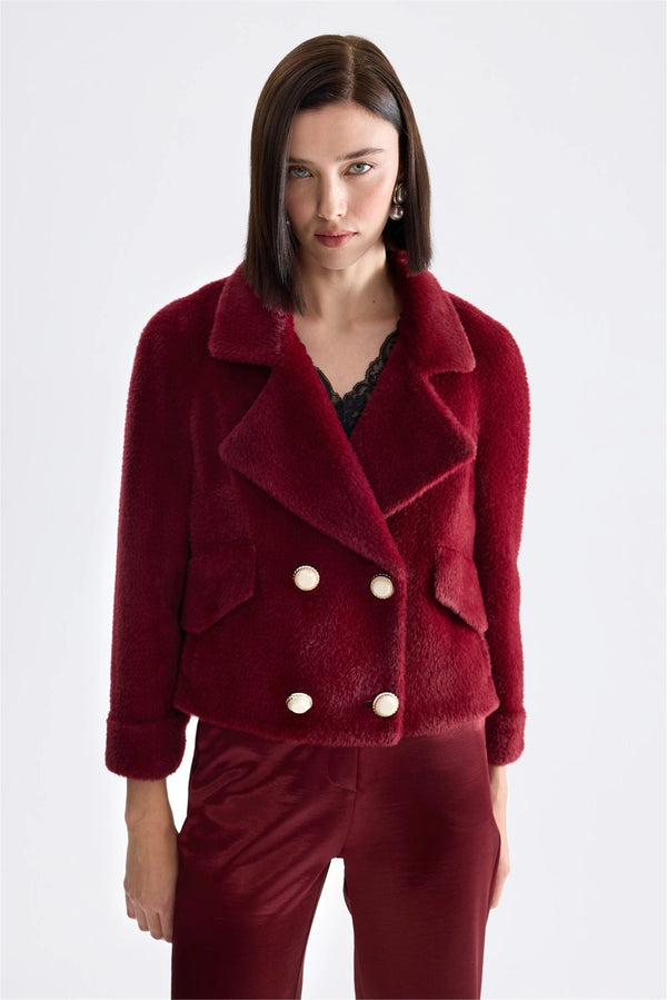 EKOL Kruvaze Yaka Peluş Mont 8003