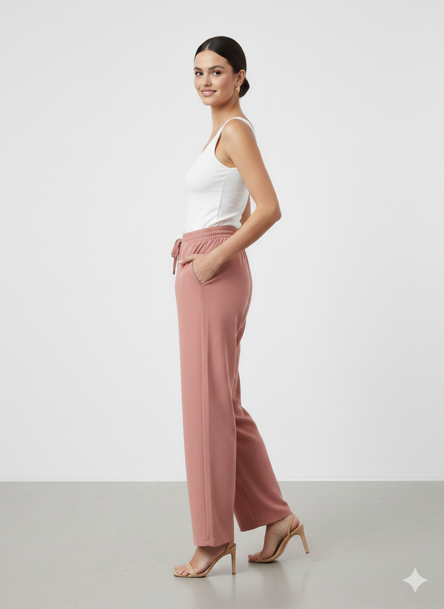 EKOL Beli Lastikli Bol Paça Pantolon 1204