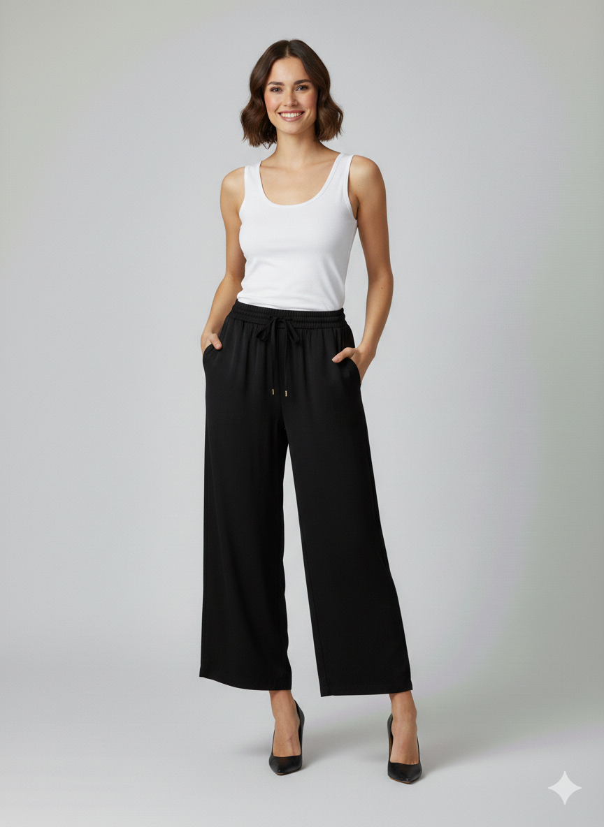 EKOL Beli Lastikli Bol Paça Pantolon 1604