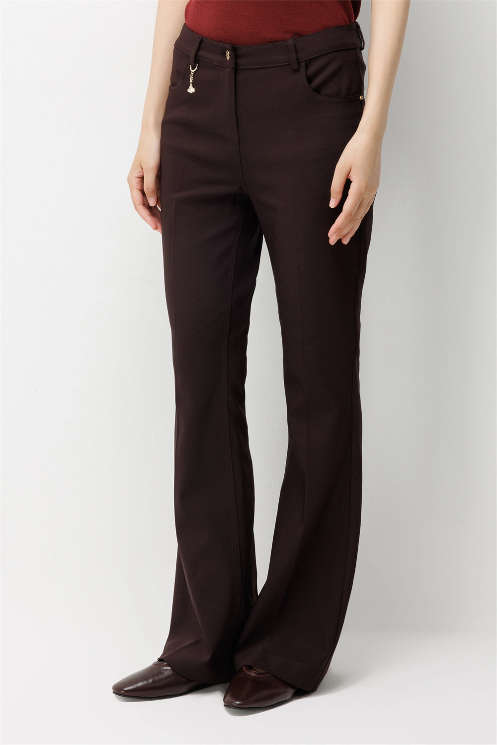 EKOL Metal Aksesuarlı İspanyol Paça Pantolon 2023